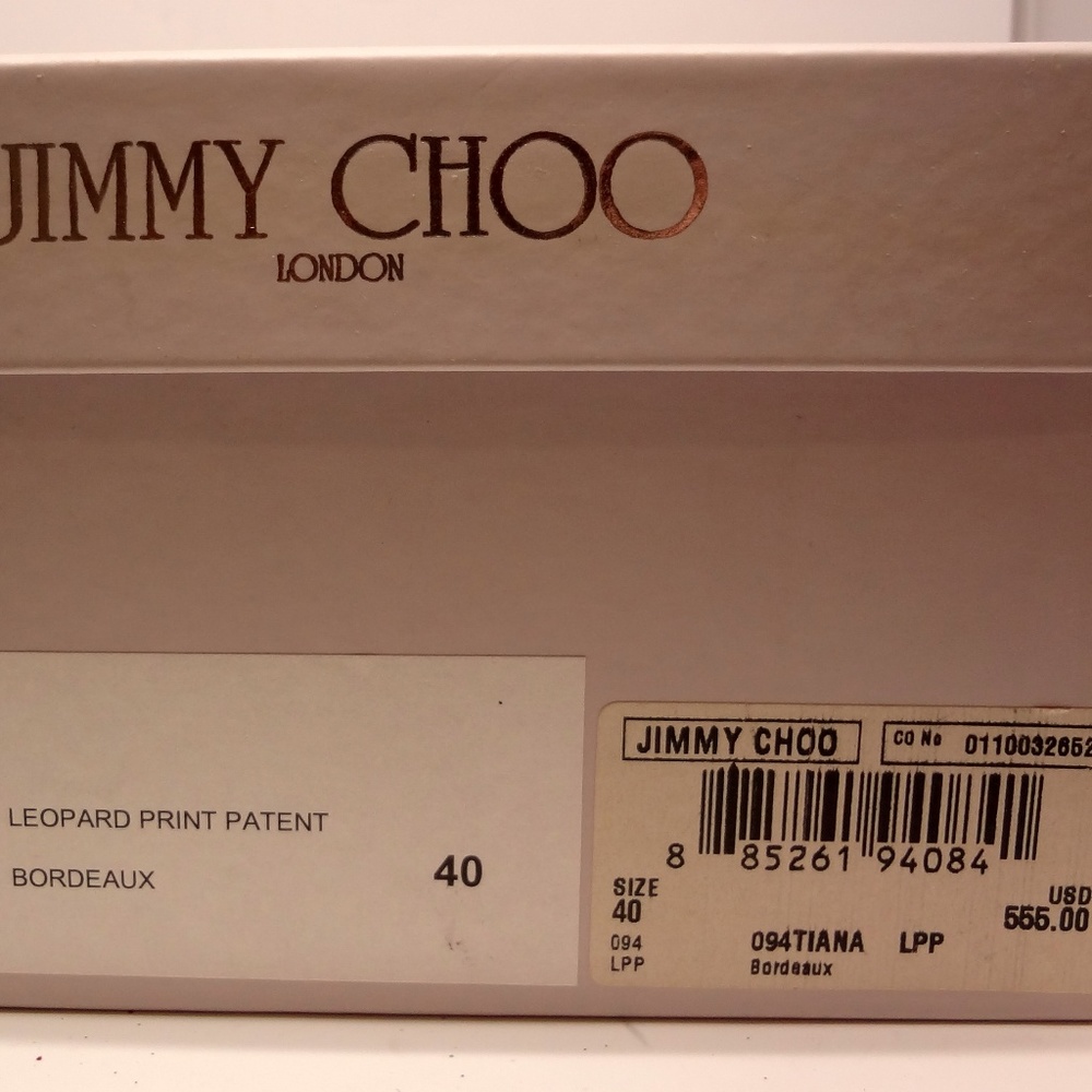 Jimmy Choo 3" Tiana Leopard Bordeaux Patent Leather Size 40 - Picture 8 of 8